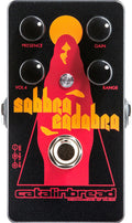 Catalinbread Sabbra Cadabra treble boost pedal — black enclosure with red and orange artwork