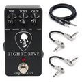 New Amptweaker Tight Drive overdrive distortion pedal, black enclosure, with two patch cables and instrument cable