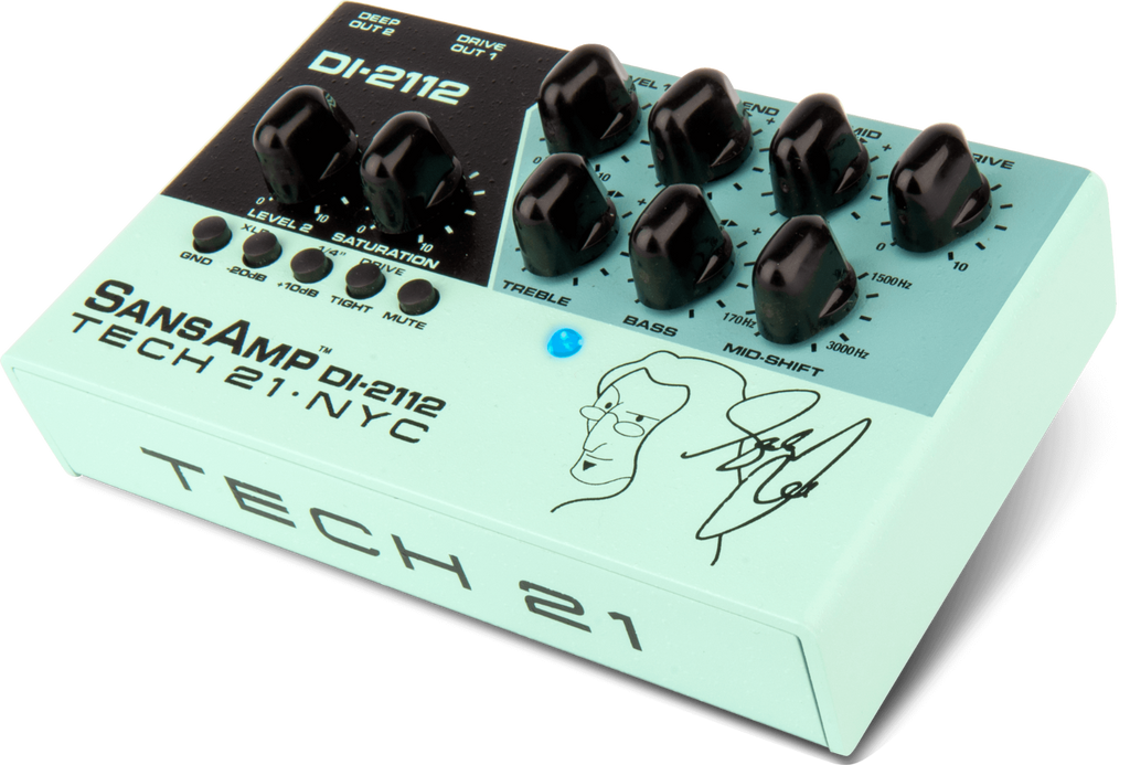 New Tech 21 Geddy Lee DI-2112 black bass DI pedal controls