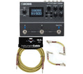 Boss RV-500 reverb pedal in gray with included tweed cables, top view