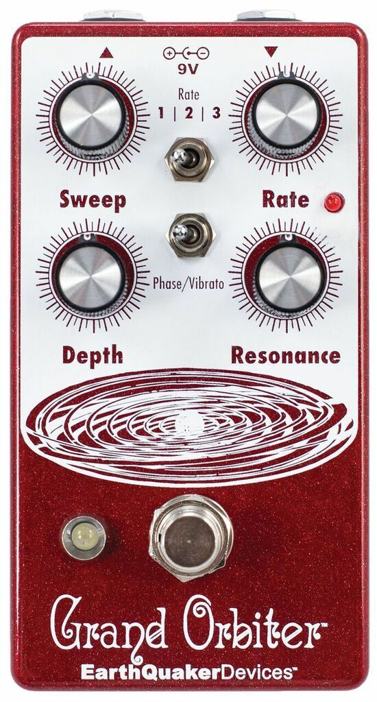 EarthQuaker Grand Orbiter V3 phaser pedal — red sparkle and white enclosure top