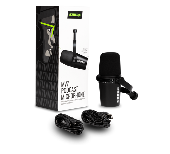 New Shure MV7 Podcast Home Recording Dynamic USB Microphone Black