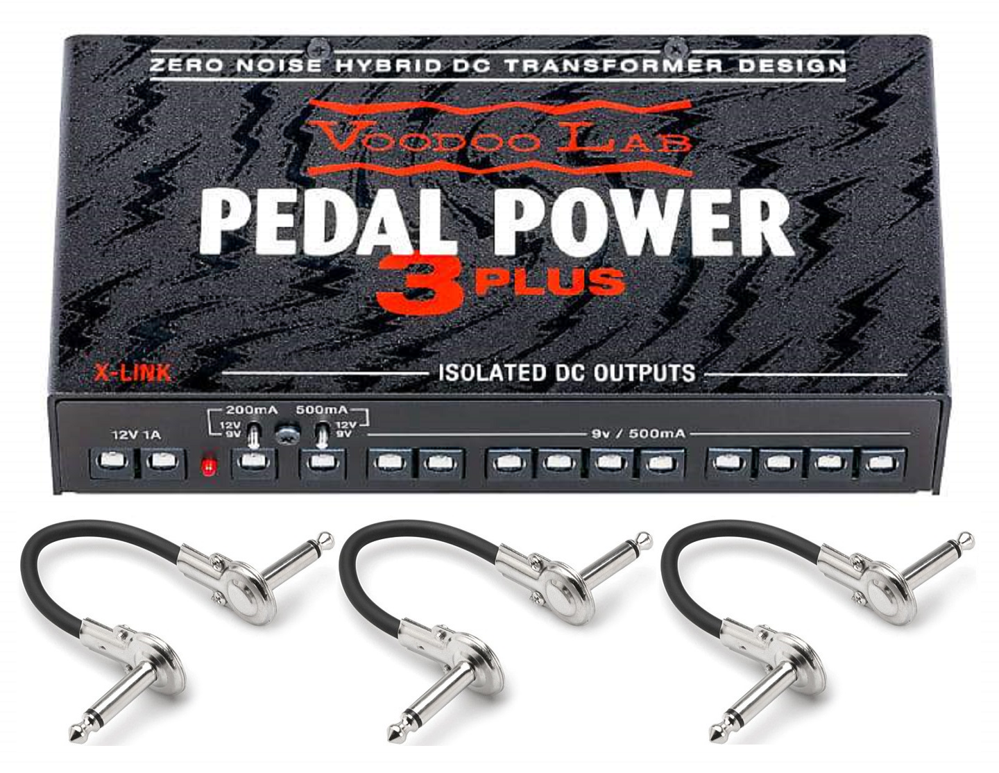 Voodoo Lab Pedal Power 3 Plus isolated power supply in black — top view with 12 DC outputs