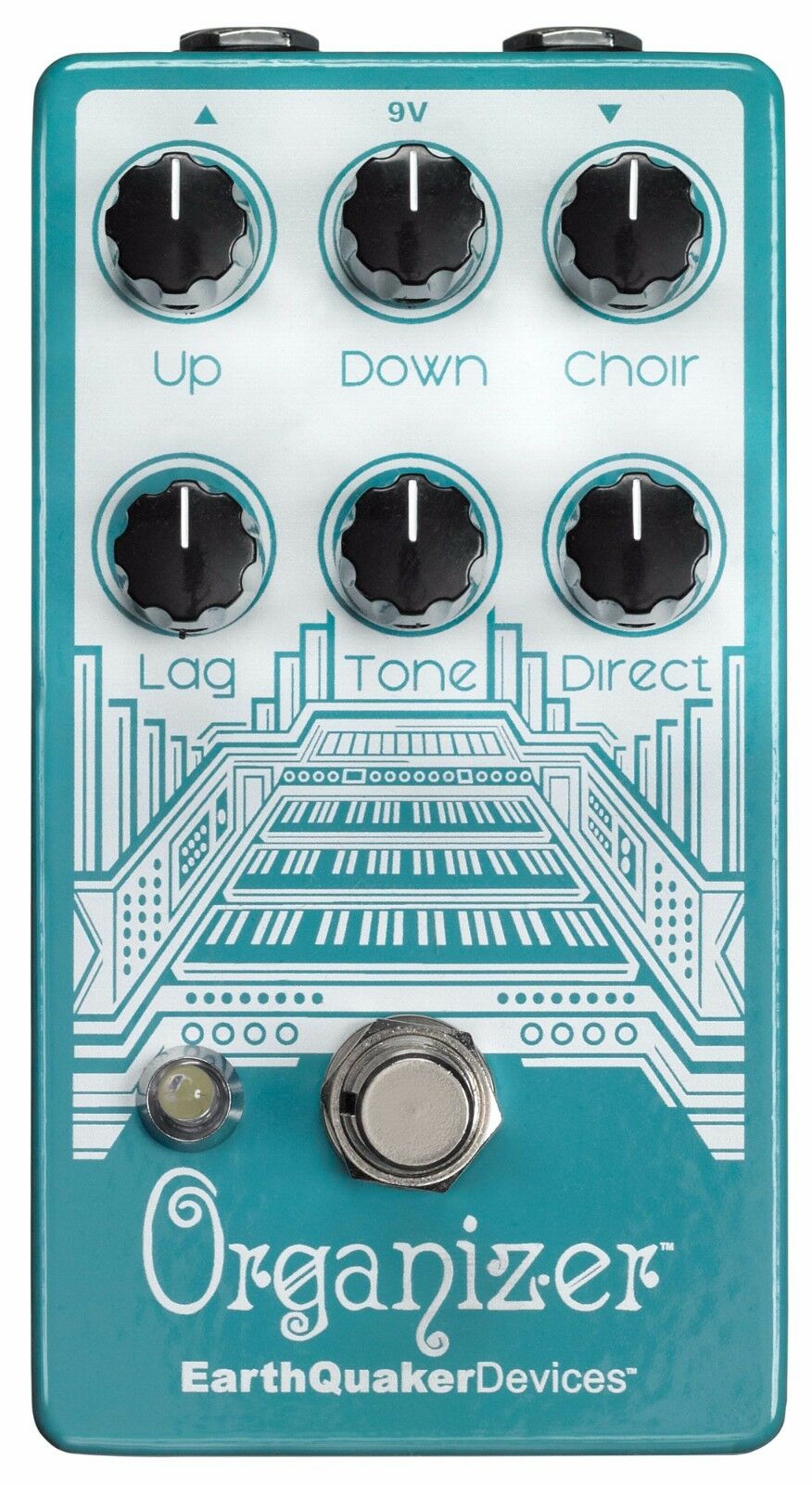 EarthQuaker Devices Organizer V2 Polyphonic Organ Emulator Pedal - teal enclosure, front view
