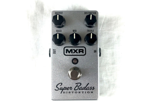 MXR M75 Super Badass Distortion pedal - silver enclosure front view