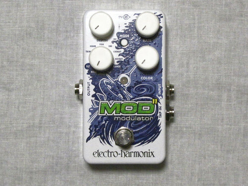 Electro-Harmonix Mod 11 modulation multi-effects pedal - top view with blue artwork