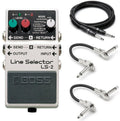 Boss LS-2 Line Selector guitar pedal — silver, with instrument and patch cables