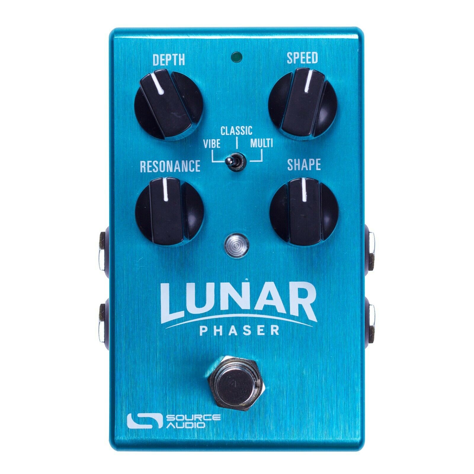 Source Audio Lunar Phaser SA241 pedal — blue anodized housing, top-mounted controls