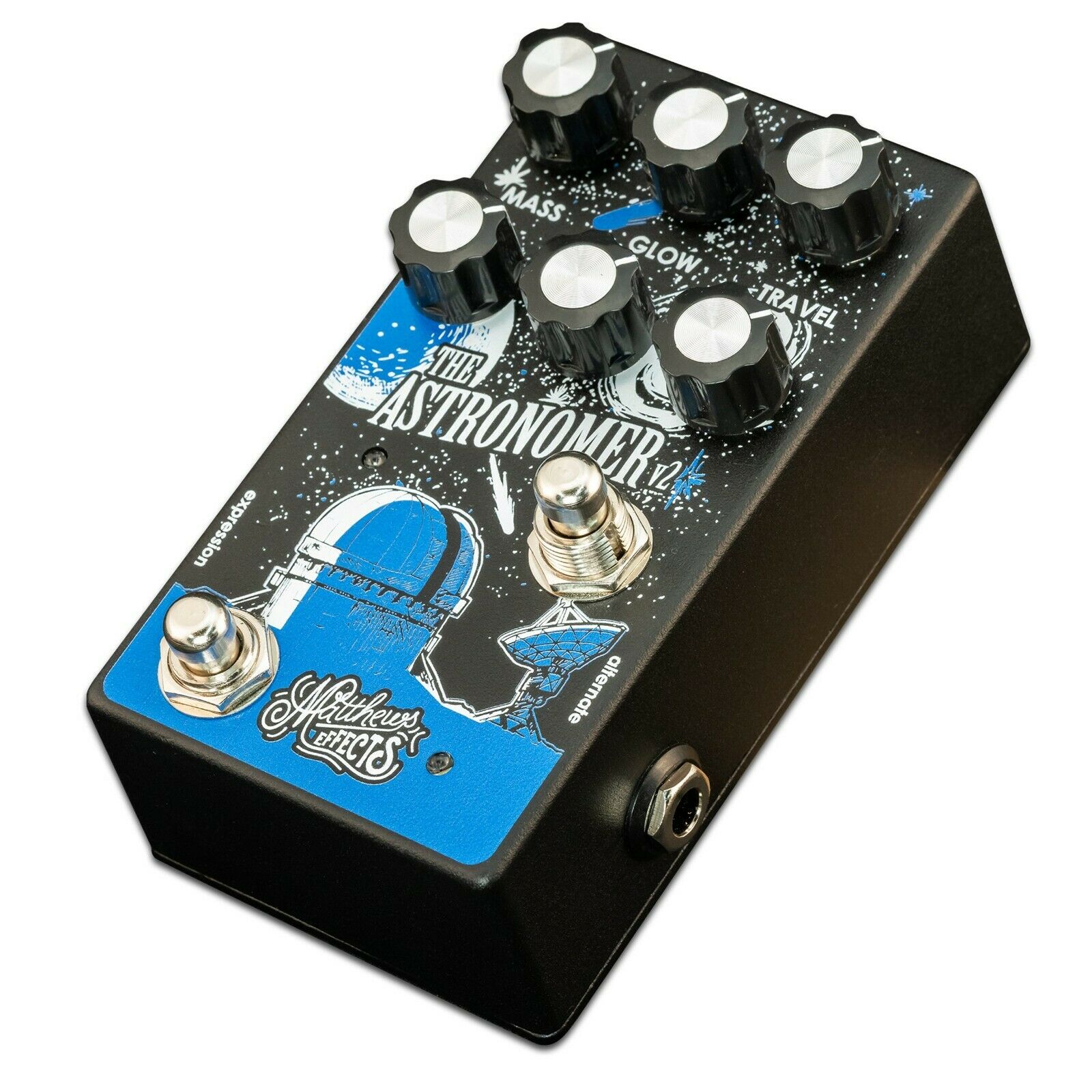 Black Matthews Effects Astronomer V2 reverb pedal side view