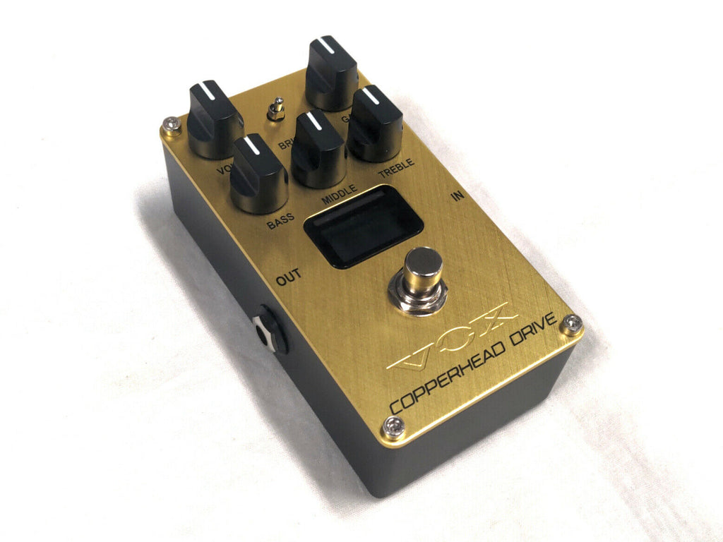 Vox Valvenergy Copperhead Drive distortion pedal — angled control view