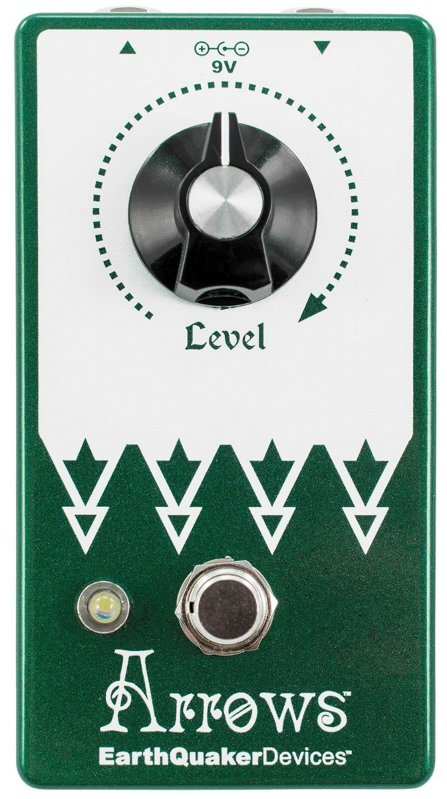 EarthQuaker Devices Arrows V2 preamp booster pedal — green and white front panel