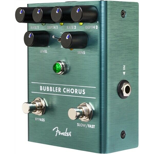 Fender Bubbler analog chorus pedal — rear input and stereo output jacks