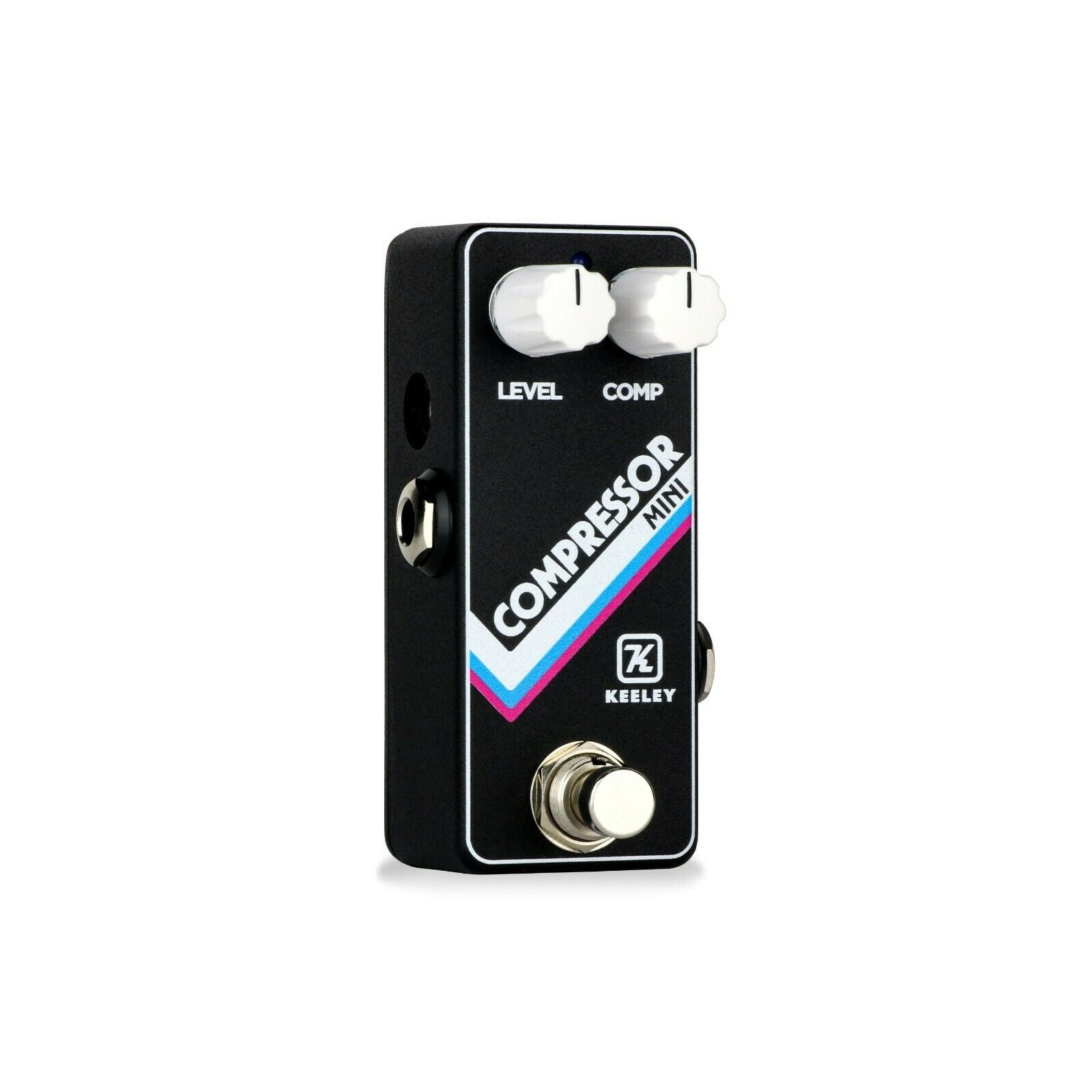 Keeley Compressor Mini pedal — black mini stompbox, angled view