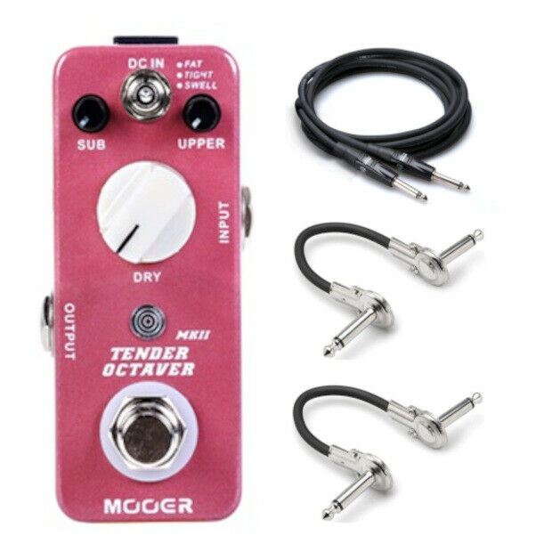 Mooer Tender Octaver MKII octave pedal — red enclosure with included cables