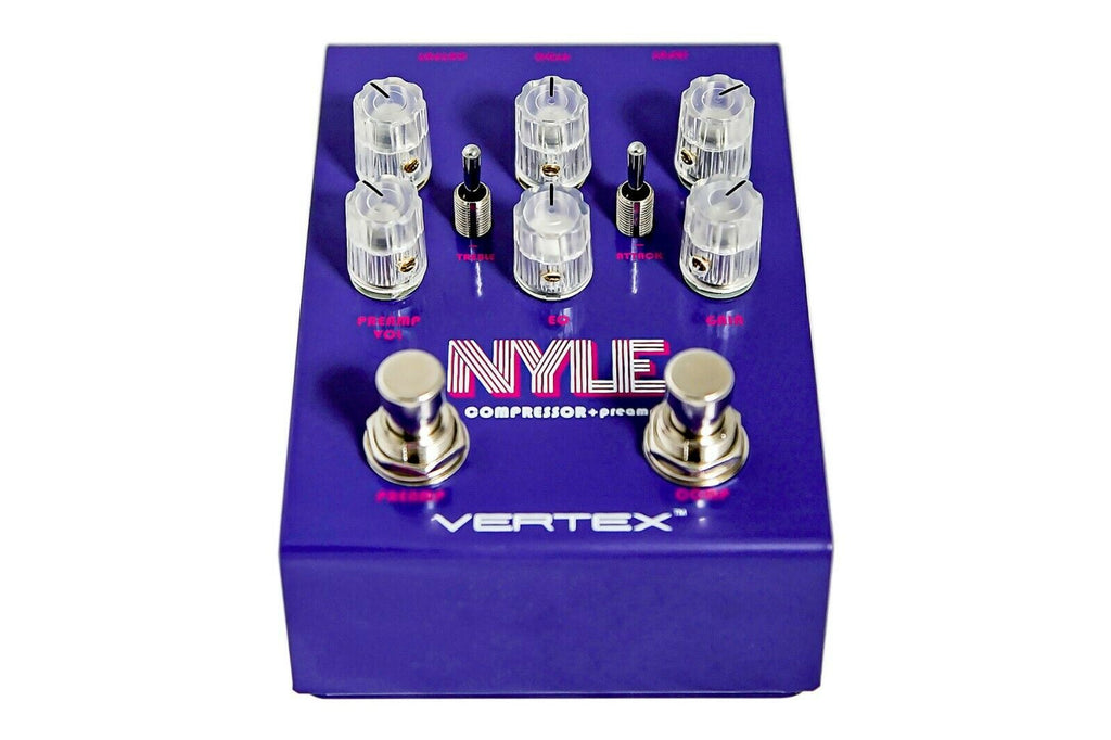 Vertex Nyle Compressor Preamp pedal — knob and toggle layout
