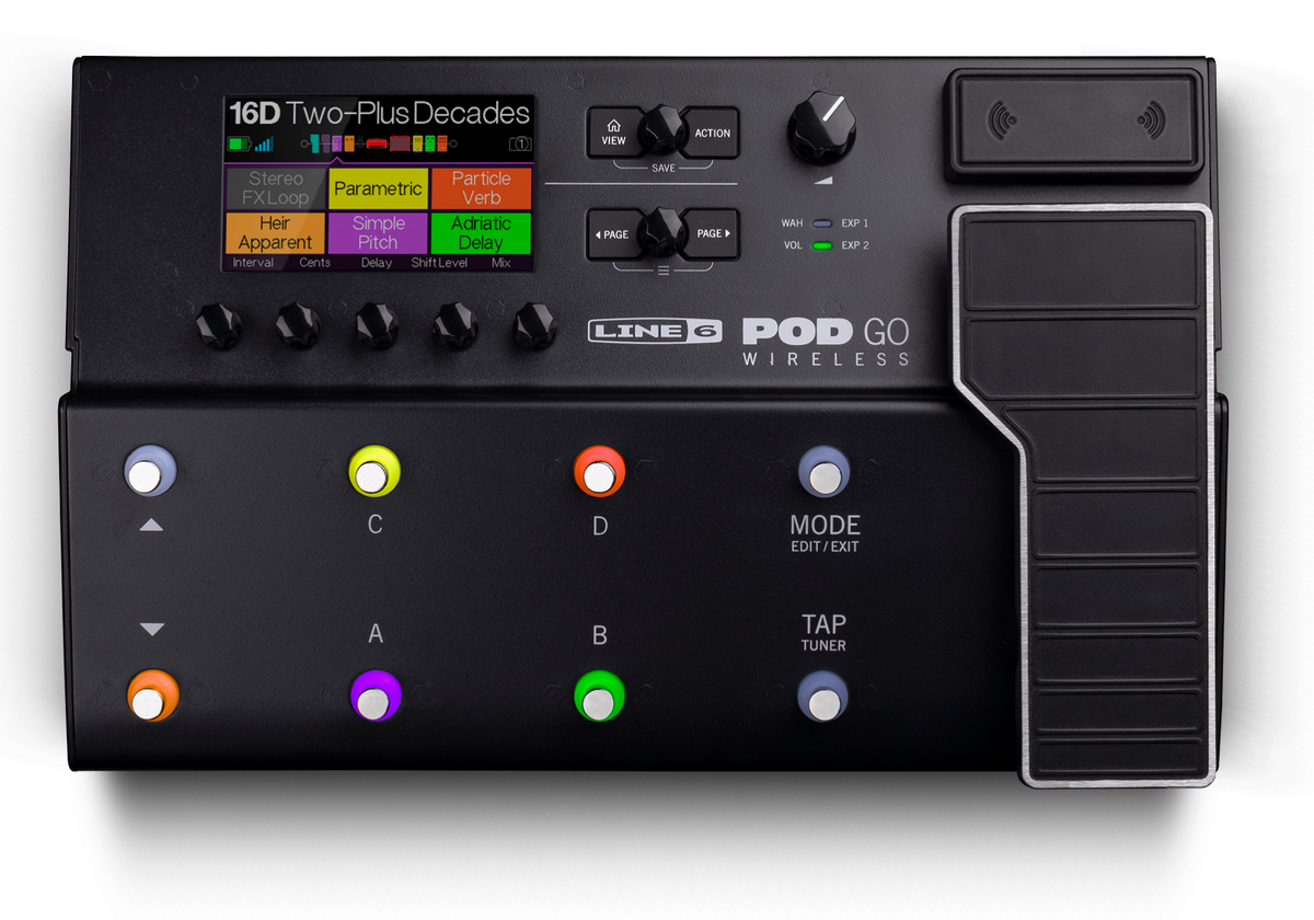 New Line 6 POD Go Wireless multi-effects pedal with color LCD and expression pedal, black