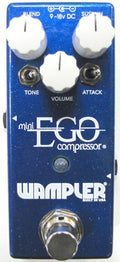 Wampler Mini Ego Compressor pedal — blue sparkle enclosure with blend and sustain knobs