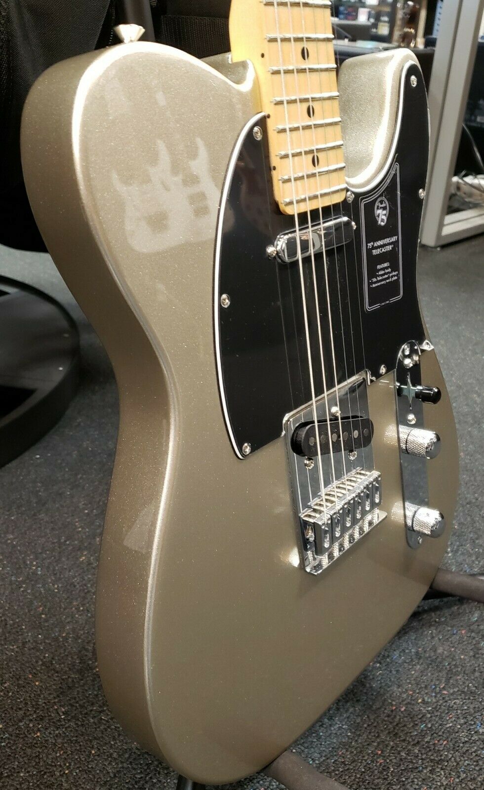 Fender 75th Anniversary Telecaster body and pickguard close-up