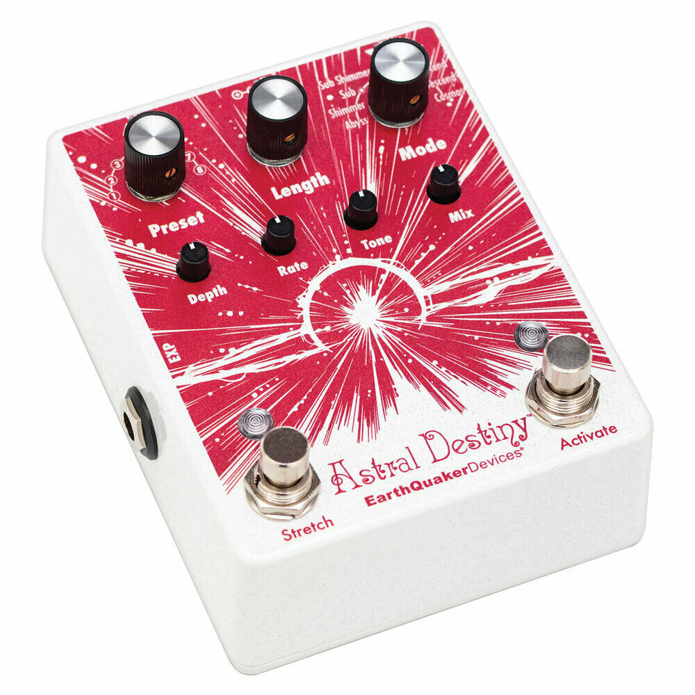 EarthQuaker Devices Astral Destiny octave reverb pedal — side view showing EXP jack