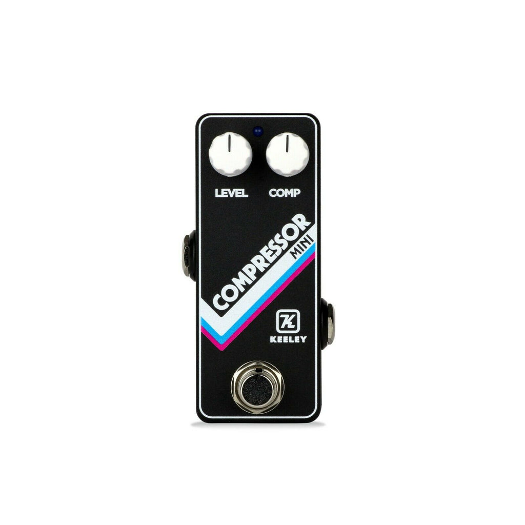 Keeley Compressor Mini pedal — black enclosure, level and comp knobs, front view