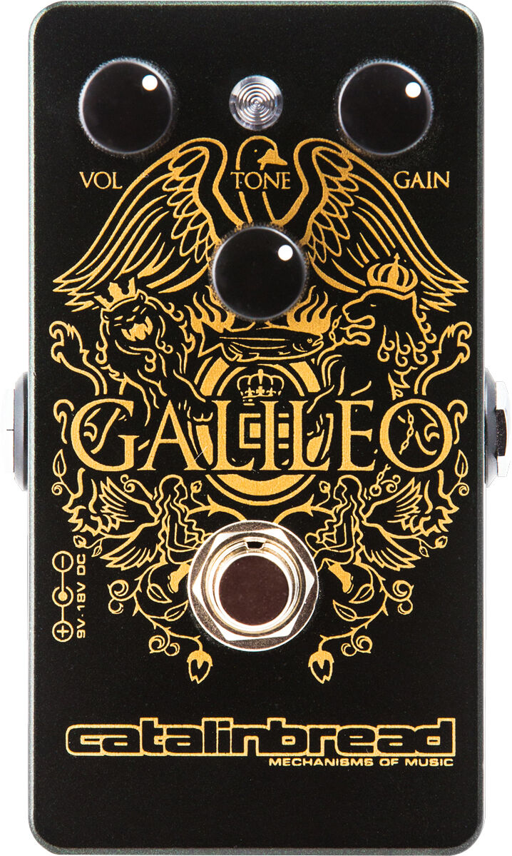 Catalinbread Galileo MKII Overdrive Treble Booster pedal — top view with gold eagle artwork