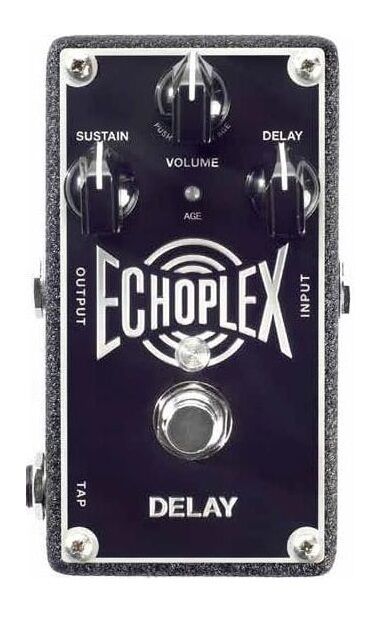 Used MXR EP103 Echoplex Delay pedal, black sparkle enclosure, top view