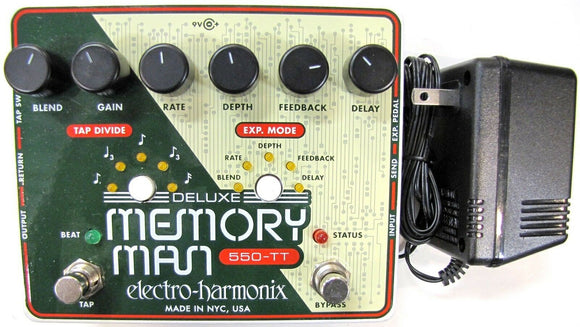 Used Electro-Harmonix EHX Deluxe Memory Man Tap Tempo 550 Analog Delay Pedal