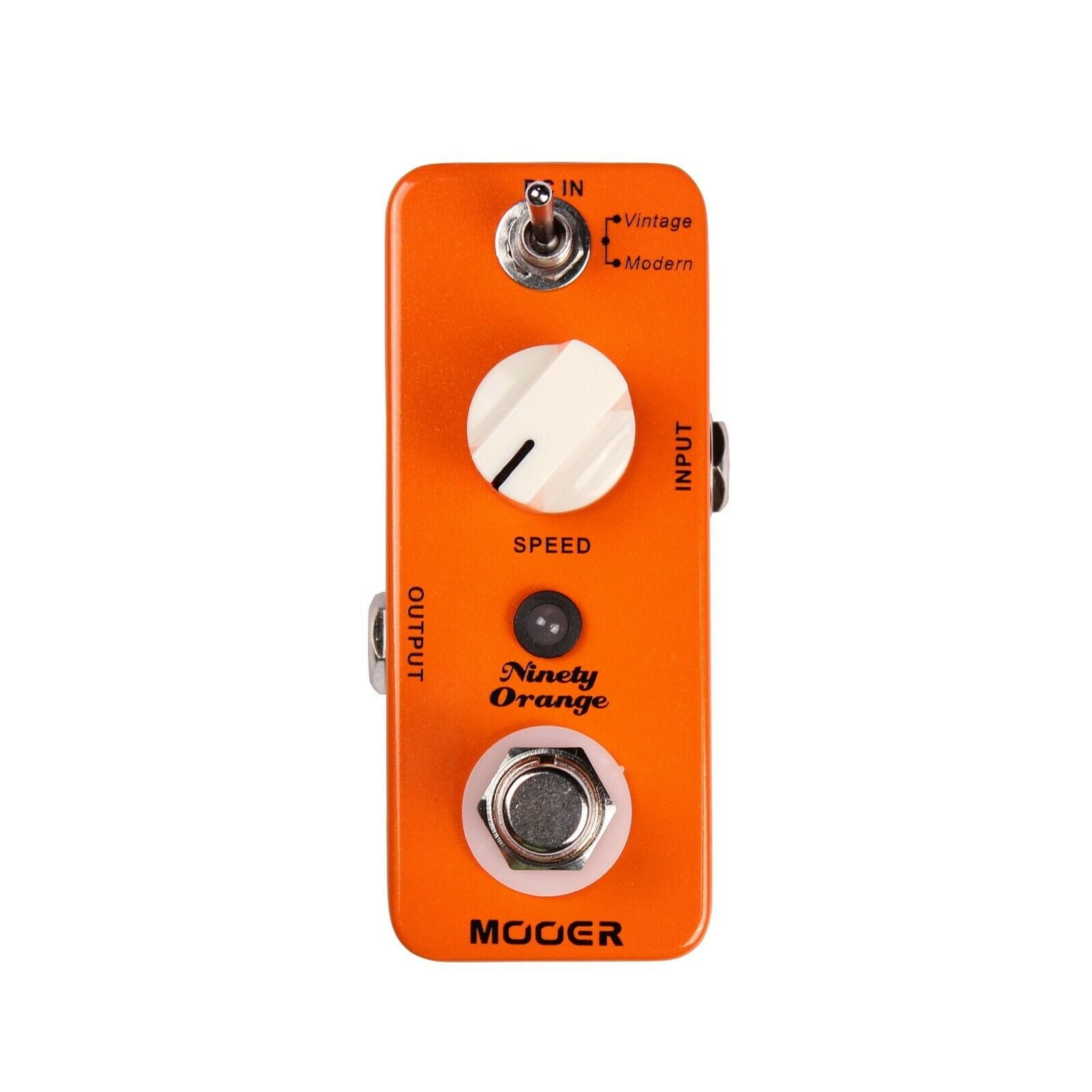 Mooer Ninety 90 Orange phaser pedal — orange enclosure with vintage/modern toggle and speed knob
