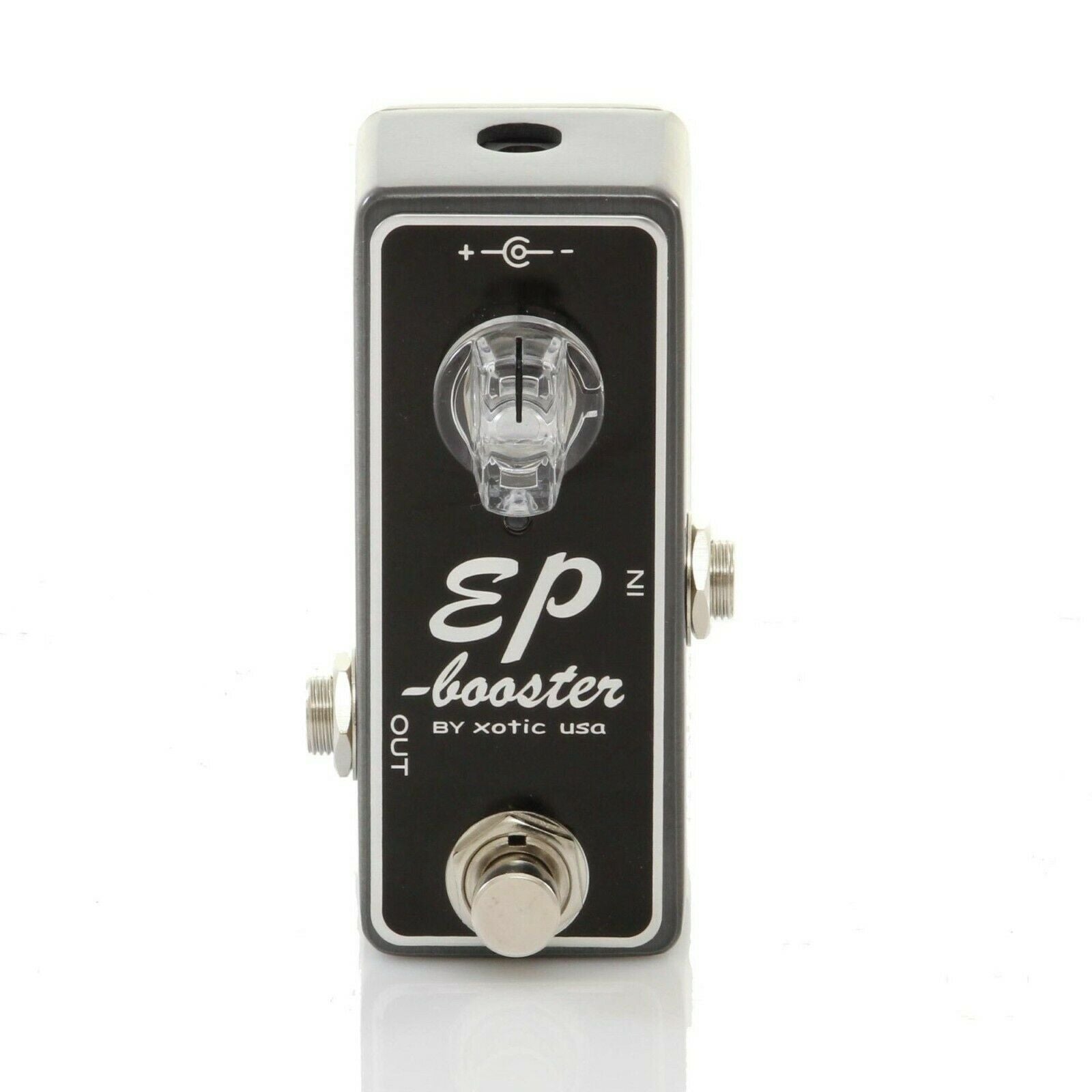 New Xotic EP Booster pedal input and output jacks view