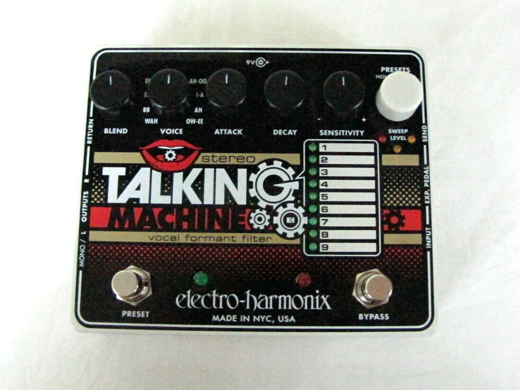 Electro-Harmonix Stereo Talking Machine pedal — black enclosure with vowel filter controls