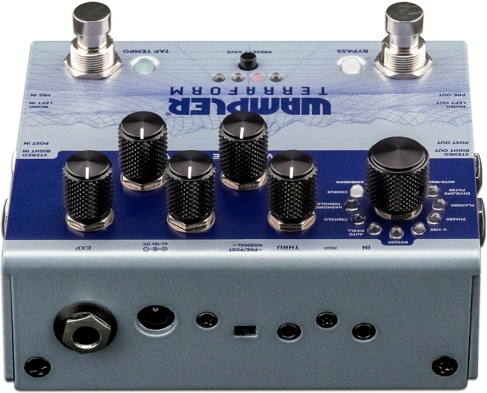 Silver Wampler Terraform modulation pedal control knobs detail
