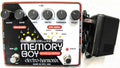 Electro-Harmonix Deluxe Memory Boy analog delay pedal — black enclosure with included power adapter