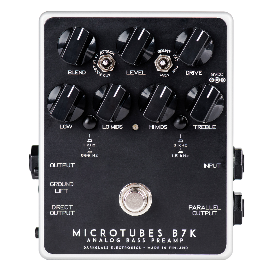 Darkglass Microtubes B7K V2 bass preamp — black enclosure front view