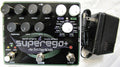 Electro-Harmonix Superego Plus synth engine guitar pedal — black enclosure with power adapter
