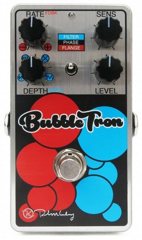 Keeley Bubble Tron dynamic flanger phaser pedal — black and silver enclosure with red and blue bubble graphics