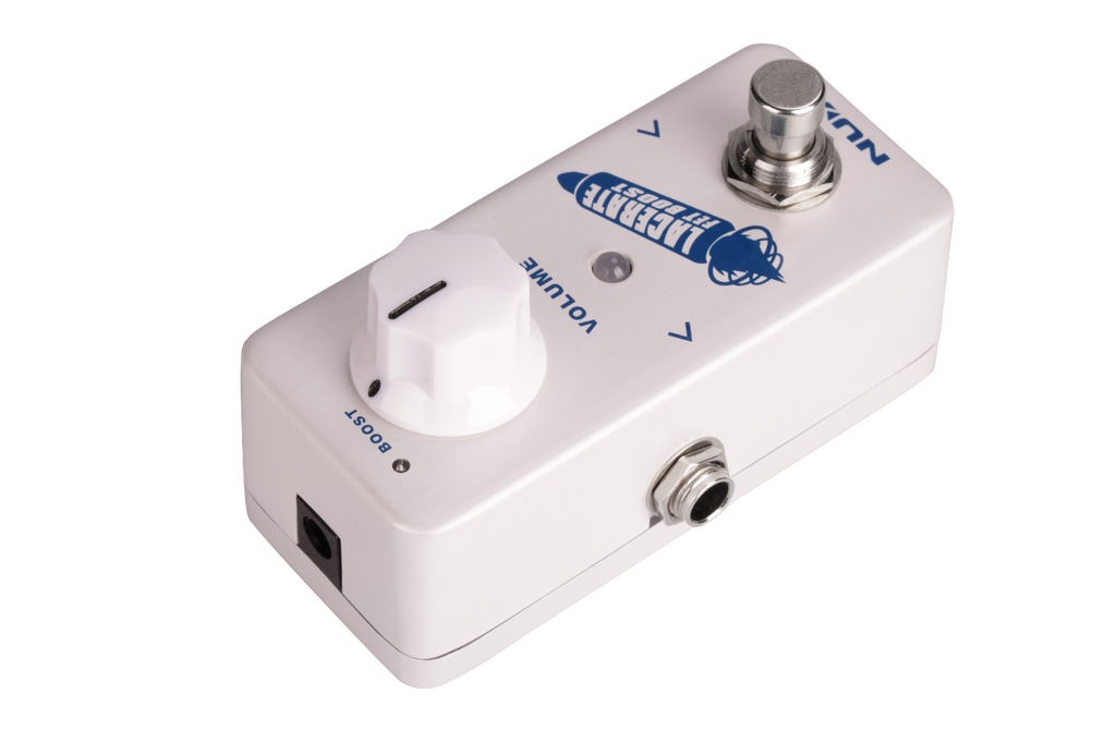 NUX Lacerate NFB-2 FET boost pedal — detail of footswitch and bypass indicator