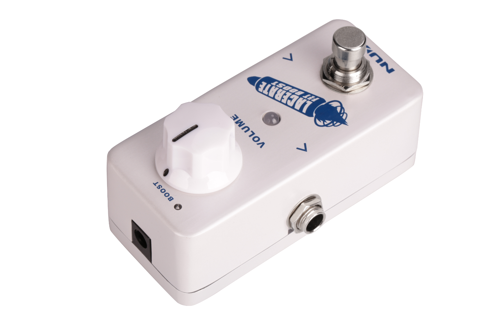 NUX Lacerate NFB-2 FET boost pedal — detail of footswitch and bypass indicator