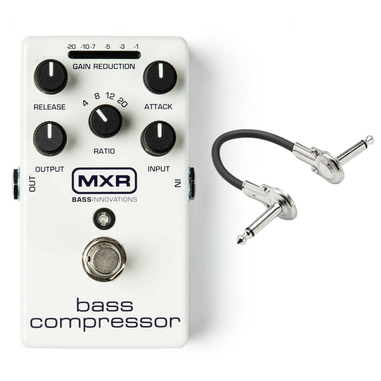 MXR M87 Bass Compressor pedal in white with included patch cable