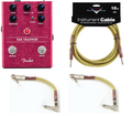 Fender The Trapper dual fuzz pedal with bundled tweed instrument and patch cables