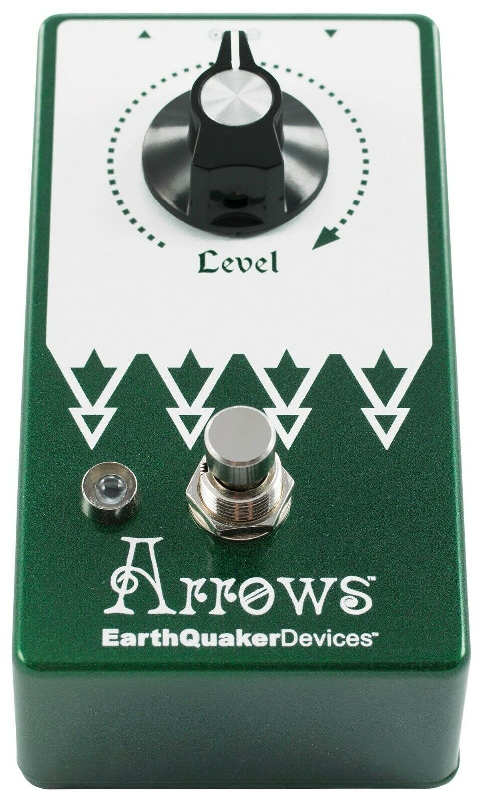EarthQuaker Devices Arrows V2 preamp booster pedal — footswitch and LED detail