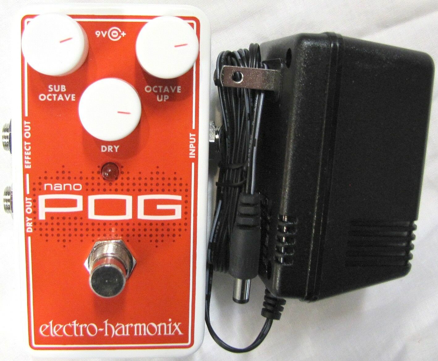 Electro-Harmonix Nano POG octave pedal - red enclosure with power adapter