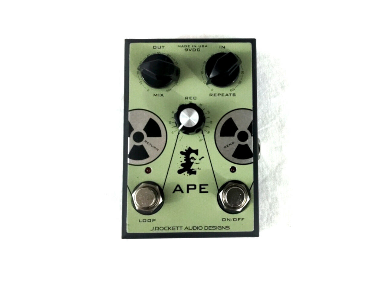 J Rockett APE Analog Preamp Experiment pedal — front view green enclosure