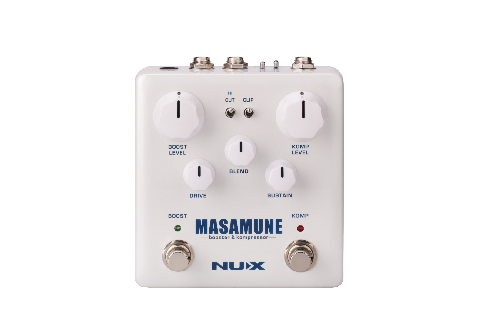 NUX Masamune NBK-5 boost & compressor guitar pedal — white enclosure