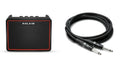 NUX Mighty Lite BT portable 3W Bluetooth guitar amplifier — black with red trim, with Hosa guitar cable