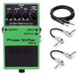 Boss PH-3 Phase Shifter phaser pedal — green, with cables