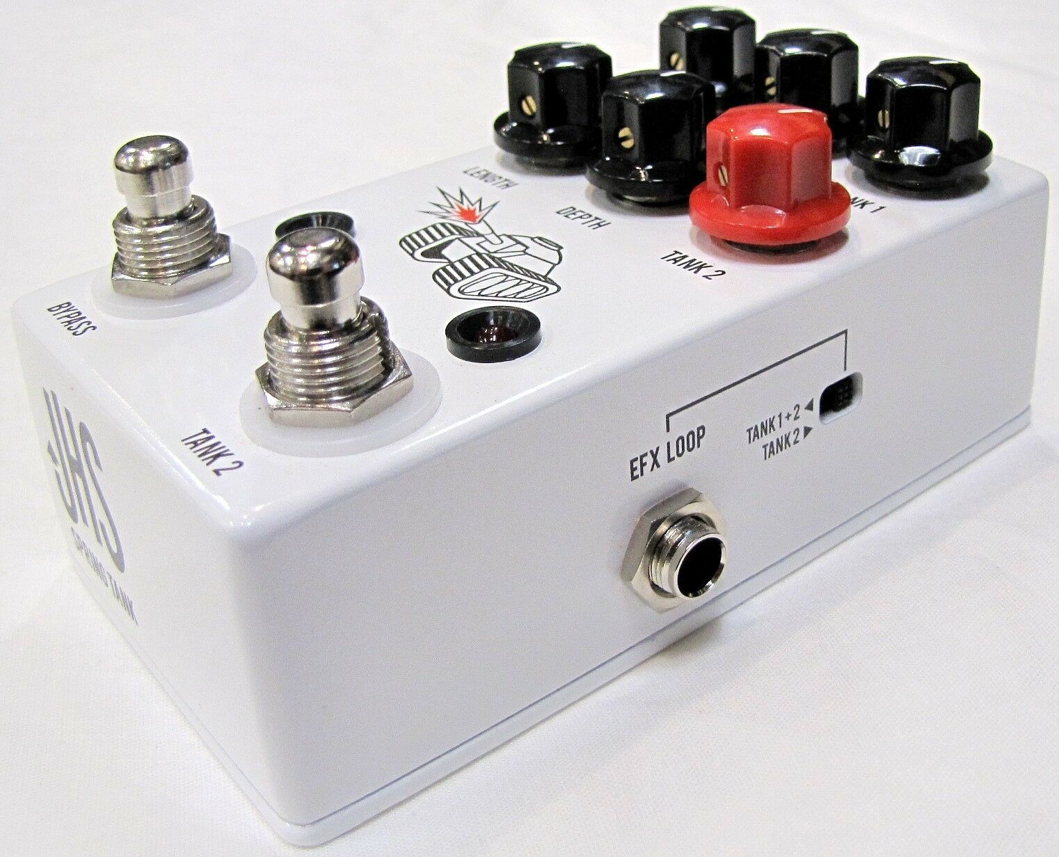 JHS Spring Tank reverb pedal — angled view of controls