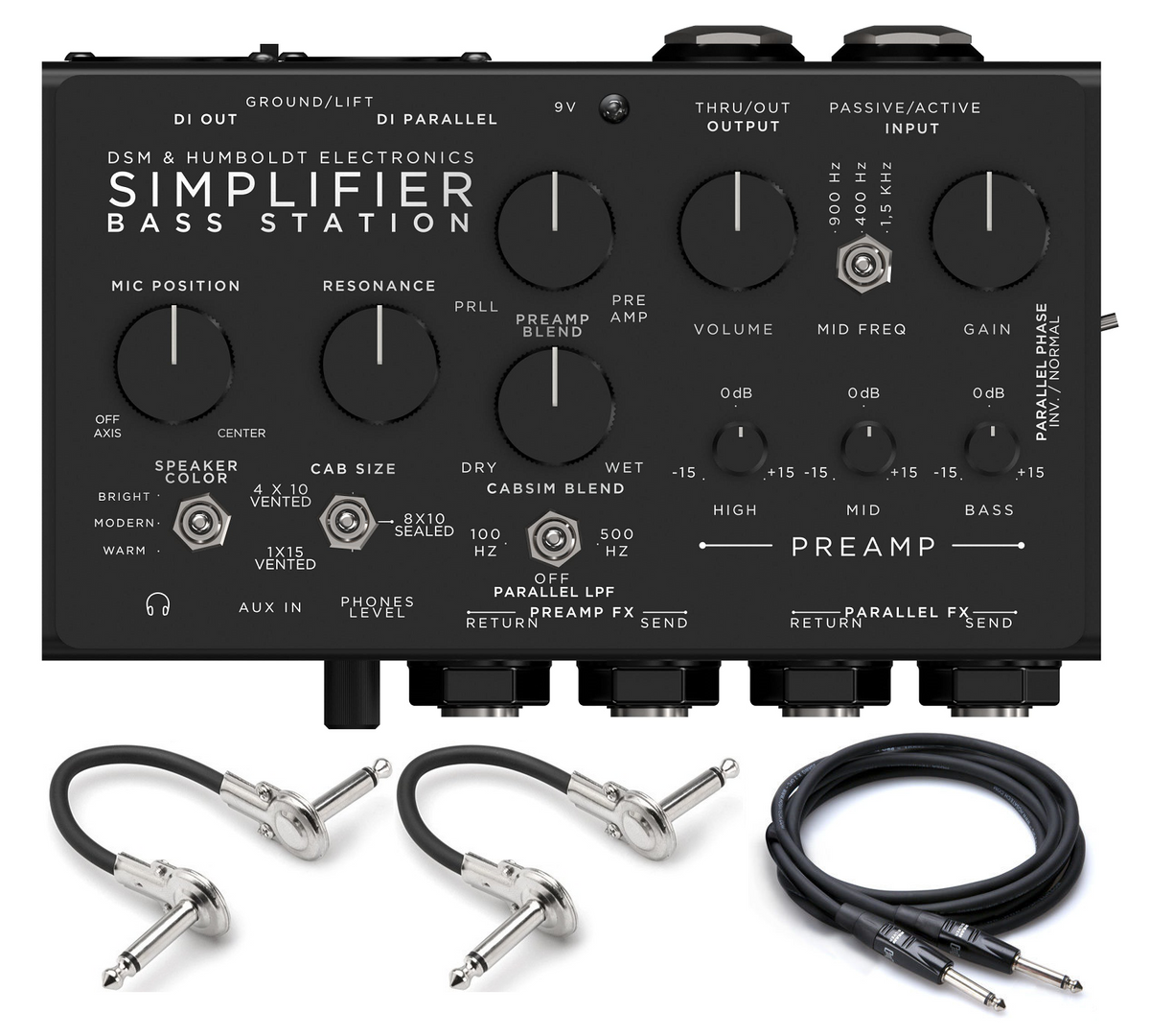 DSM & Humboldt Simplifier Bass Station preamp DI with included patch cables