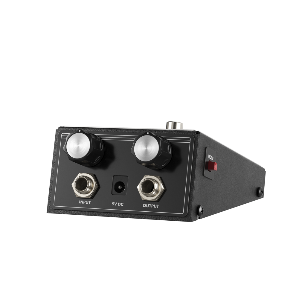 JHS Smiley fuzz pedal, top view with footswitch