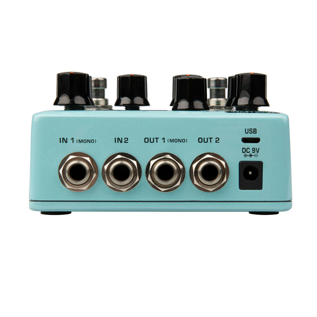 NUX Duotime NDD-6 delay pedal — rear panel USB and power jack view