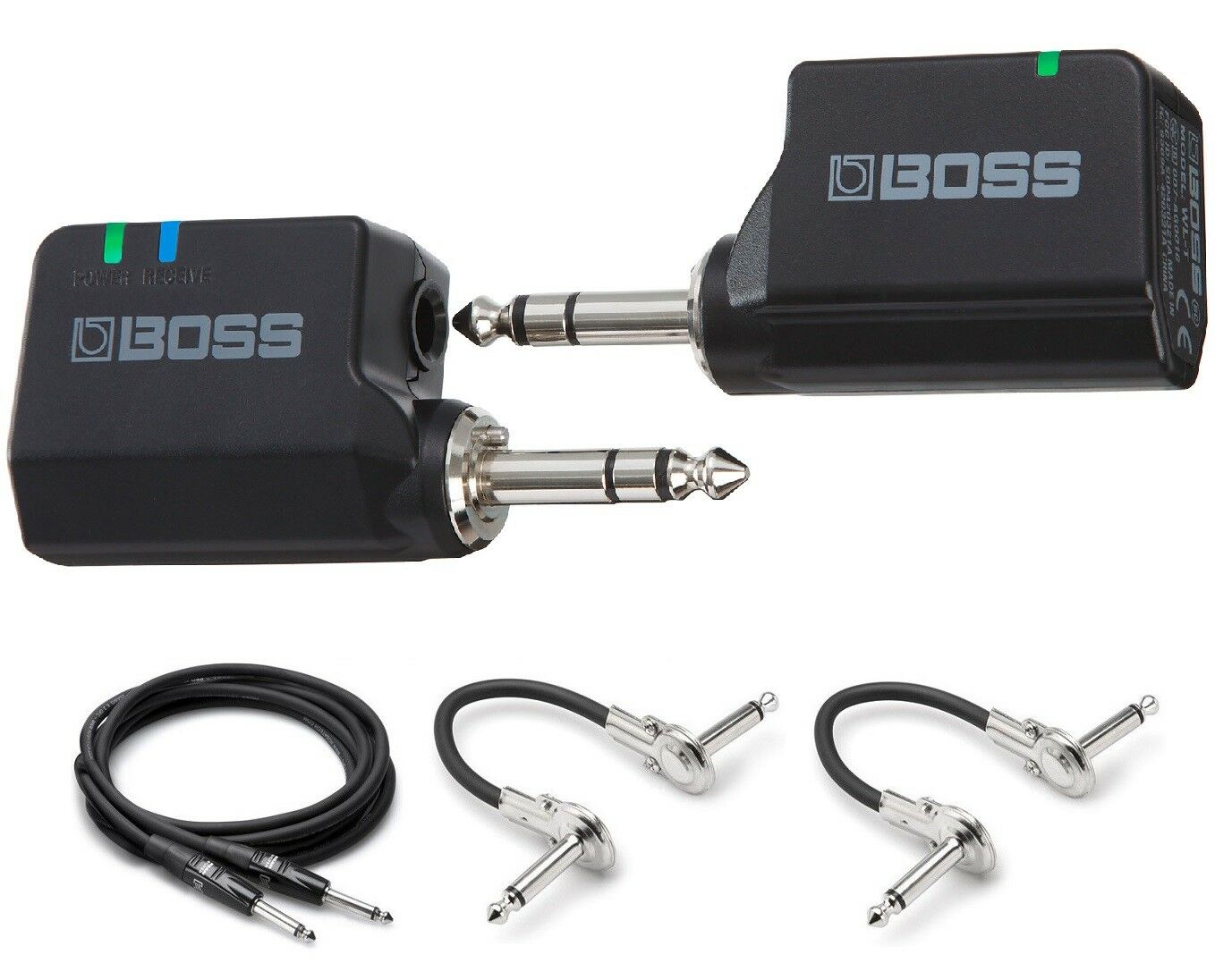 Boss WL-20 wireless system - black transmitter and receiver with cables